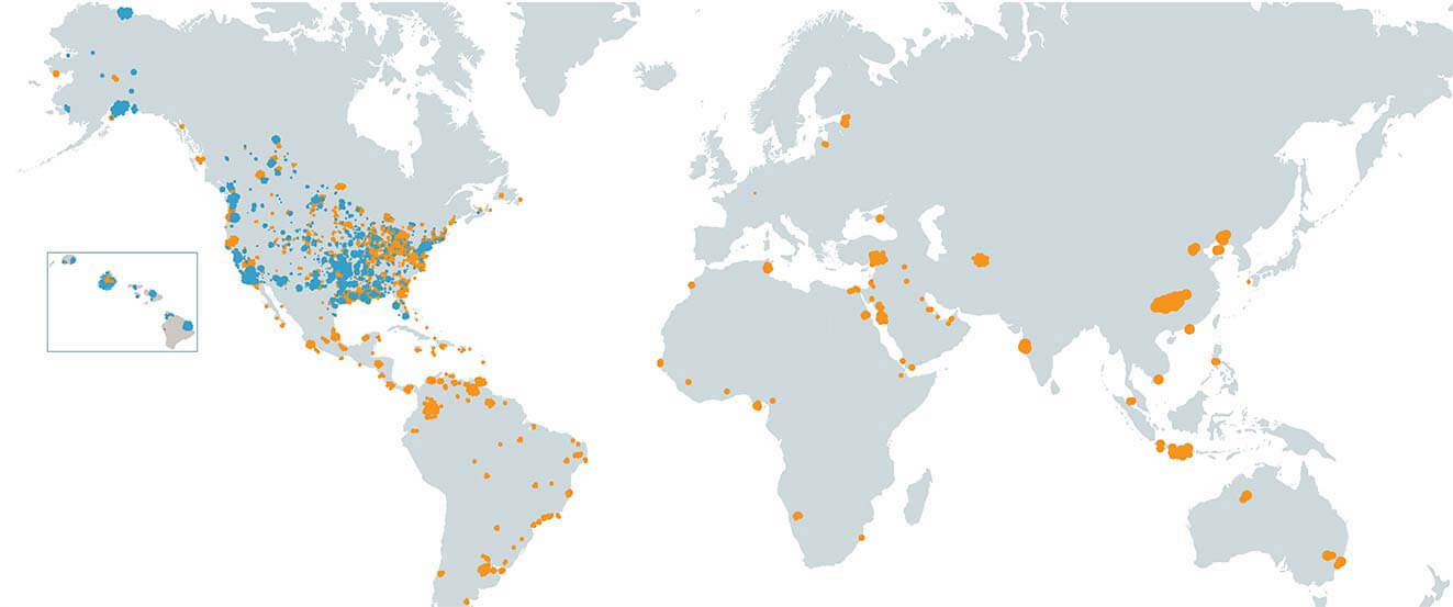 Matrix Service locations world map